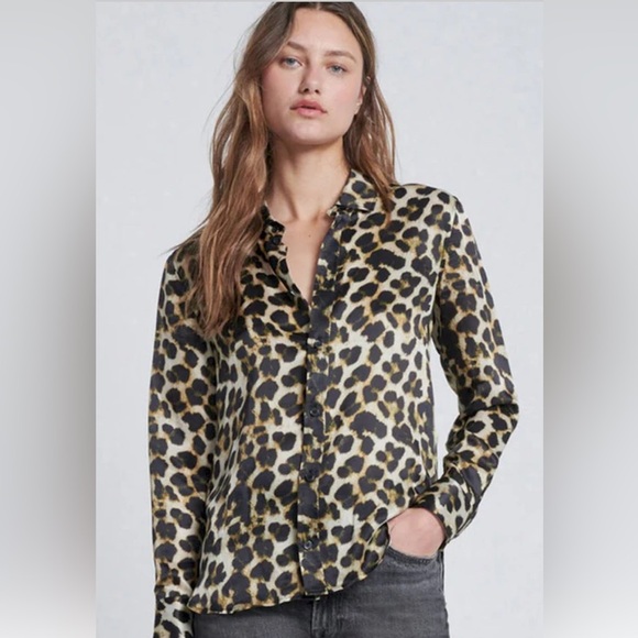 7 For All Mankind Leopard Print Blouse - Picture 1 of 11